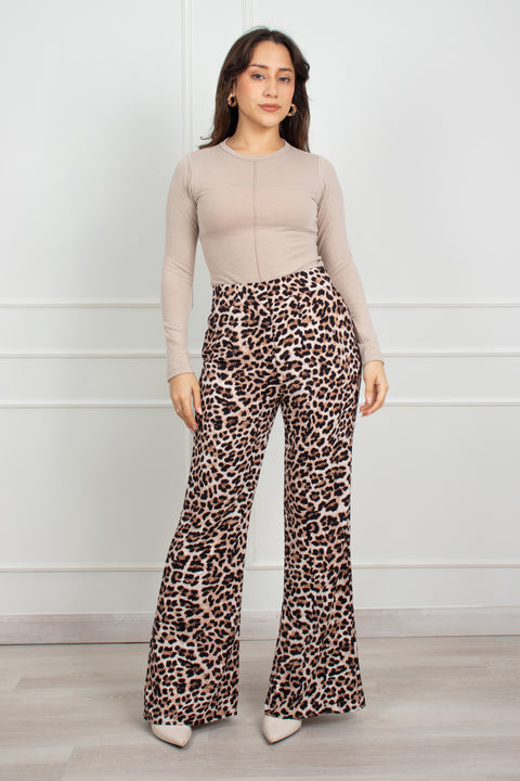 Pantalon Viviana - Animal Print Camel